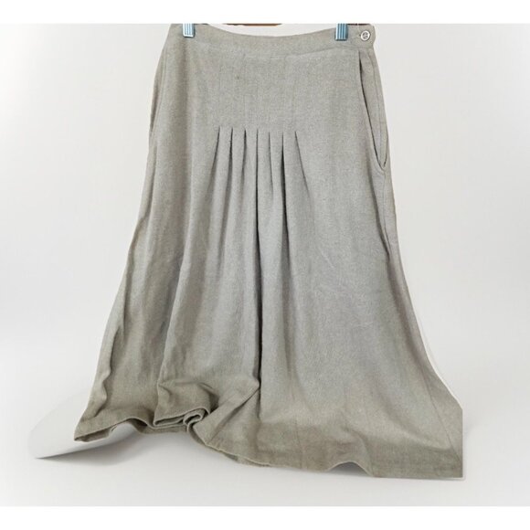 SW1 Vtg Lambs Wool Angora Blend Knit Midi Skirt w Pockets Sz Small Pleated - Picture 2 of 5
